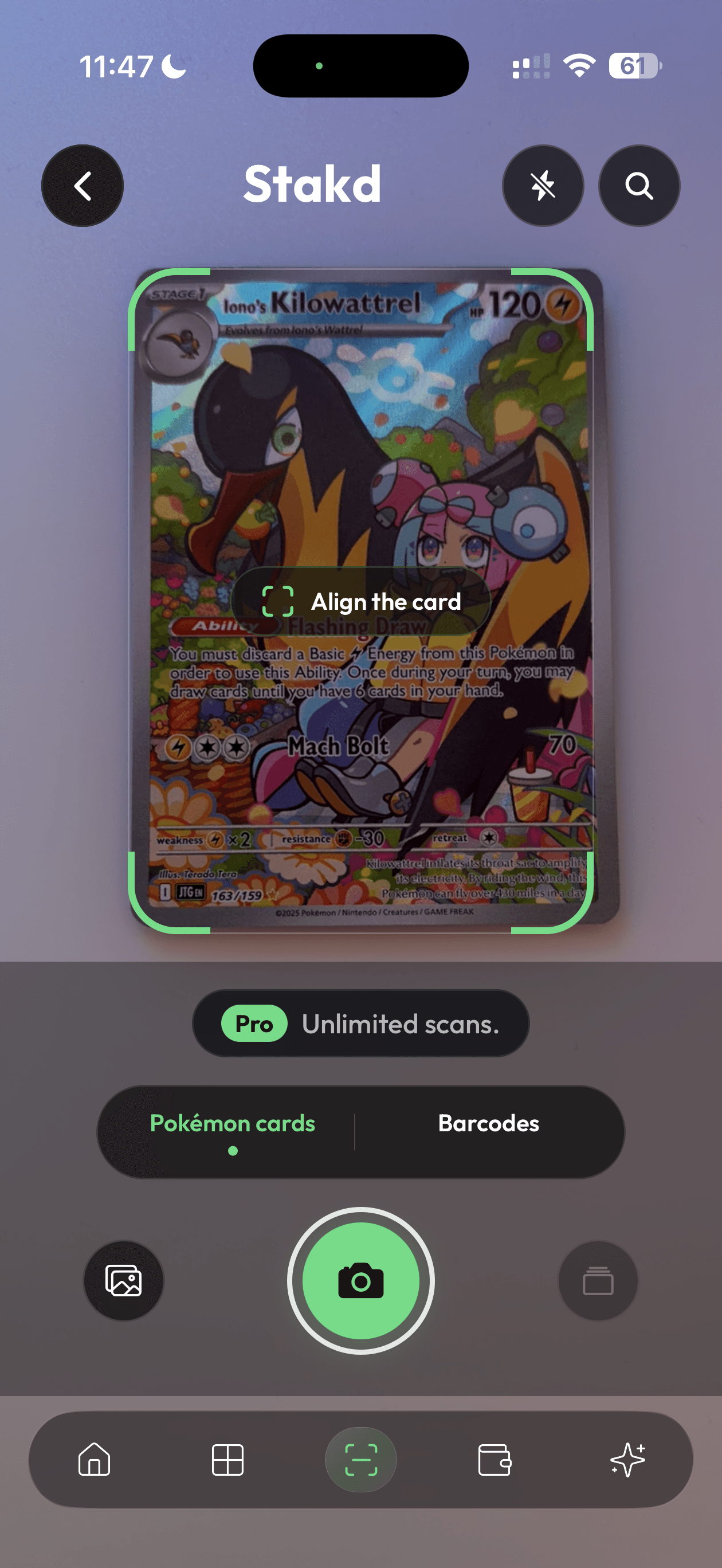 Scan a card, add it in seconds